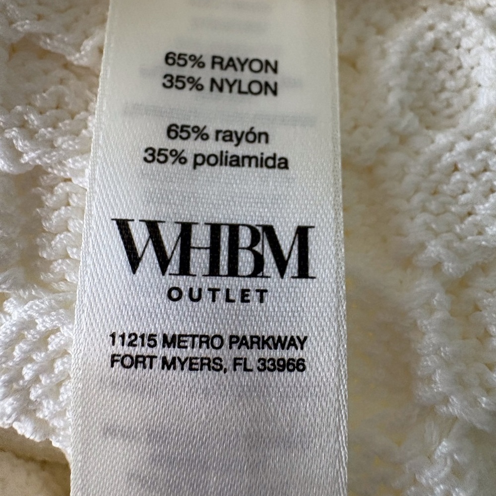 WHBM XL Ecru Top Cap Sleeves Cable Knit Design NWT Office Career Party Cruise - Picture 7 of 12
